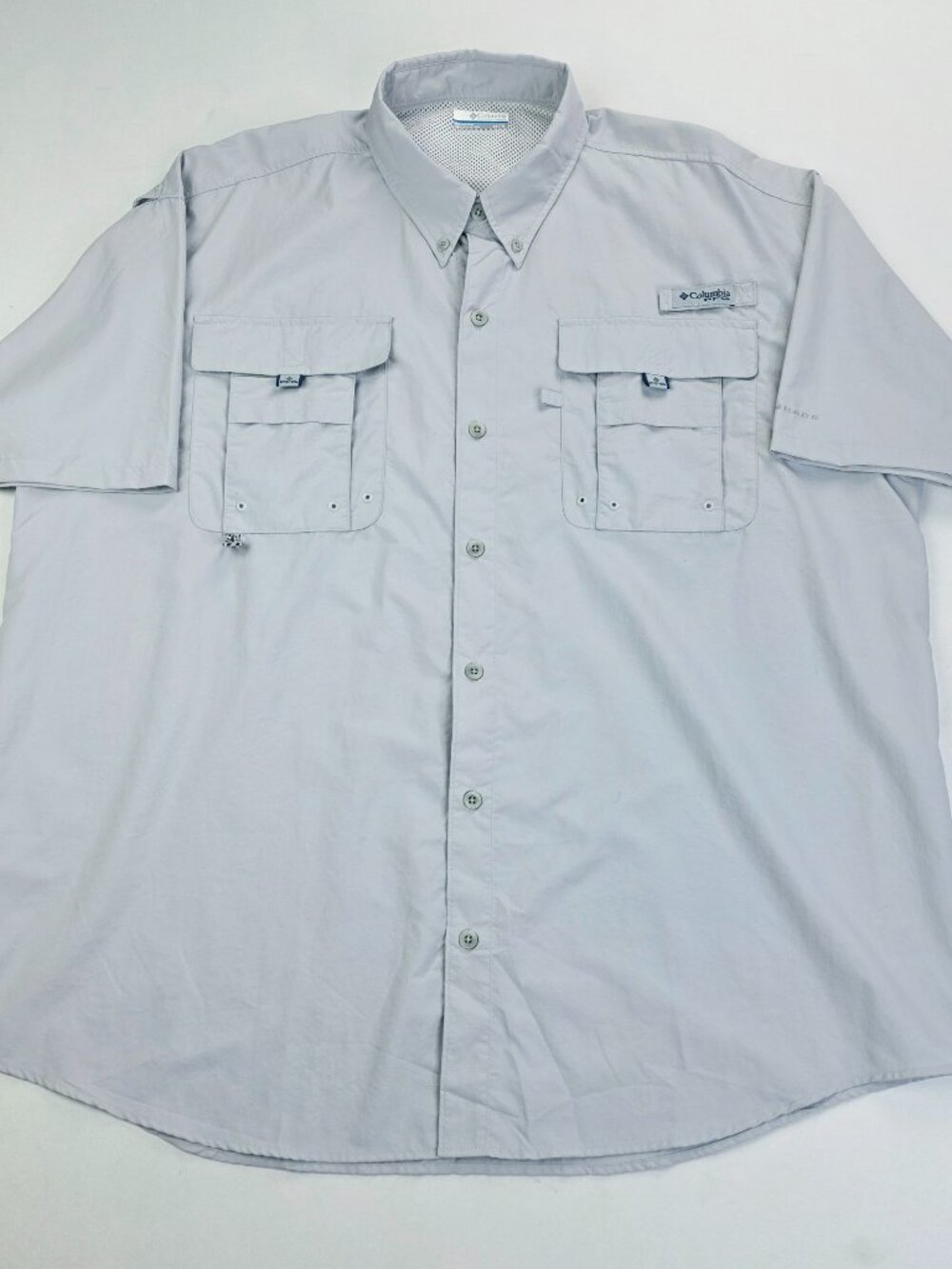 Columbia PFG Back Vent Omni Shade Button Down Short Sleeve  Sz XL Men Gray Shirt